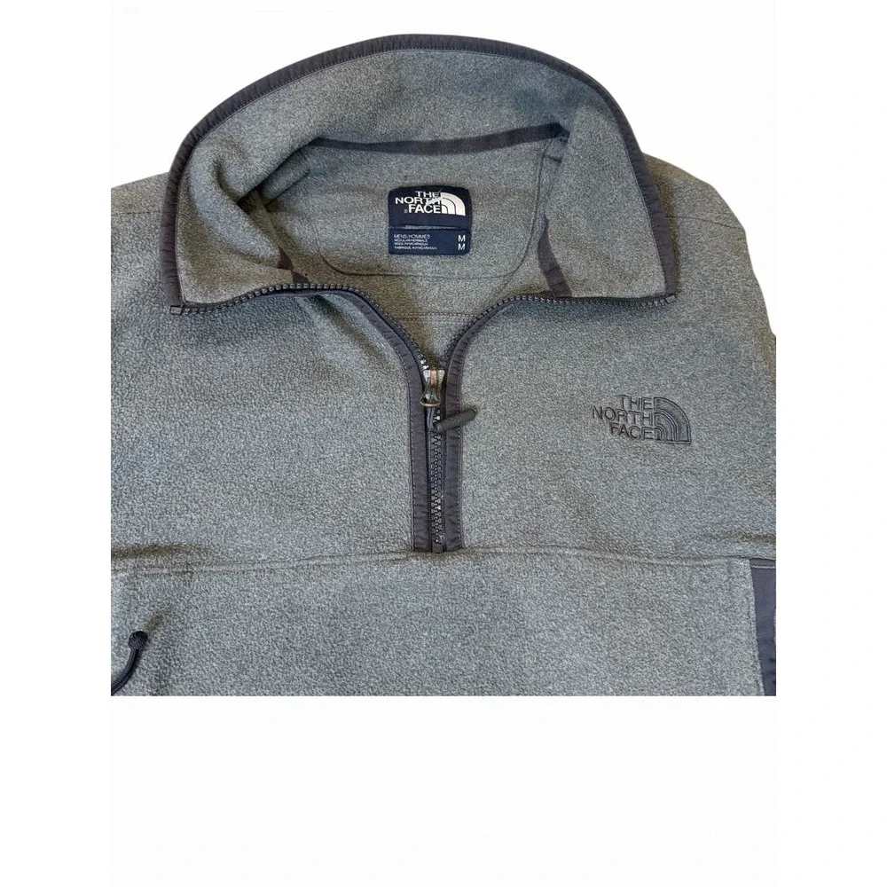 The North Face Mens Quarter Zip Fleece Pullover Gray Mock Neck Jacket Medium